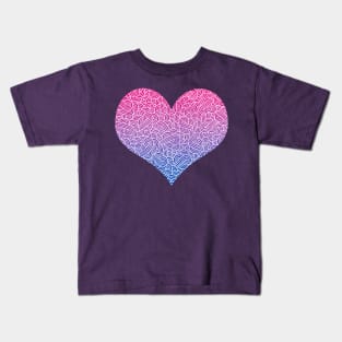 Ombré bisexuality colours and white swirls doodles heart Kids T-Shirt